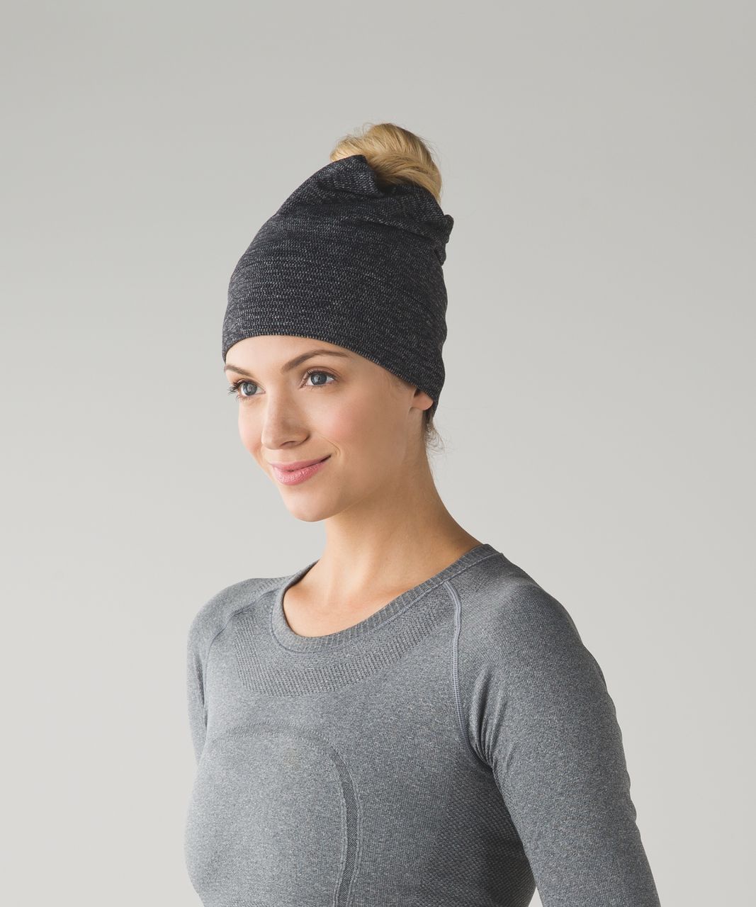 Lululemon Run Fast Toque - Mini Check Pique Black Heathered Black