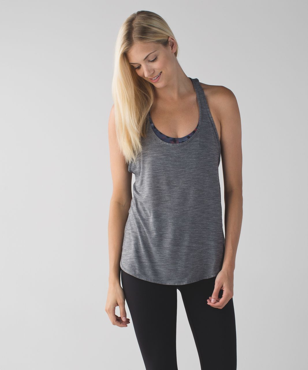 Lululemon Intrinsic Tank - Heathered Slate / Windy Blooms Regal Plum Multi