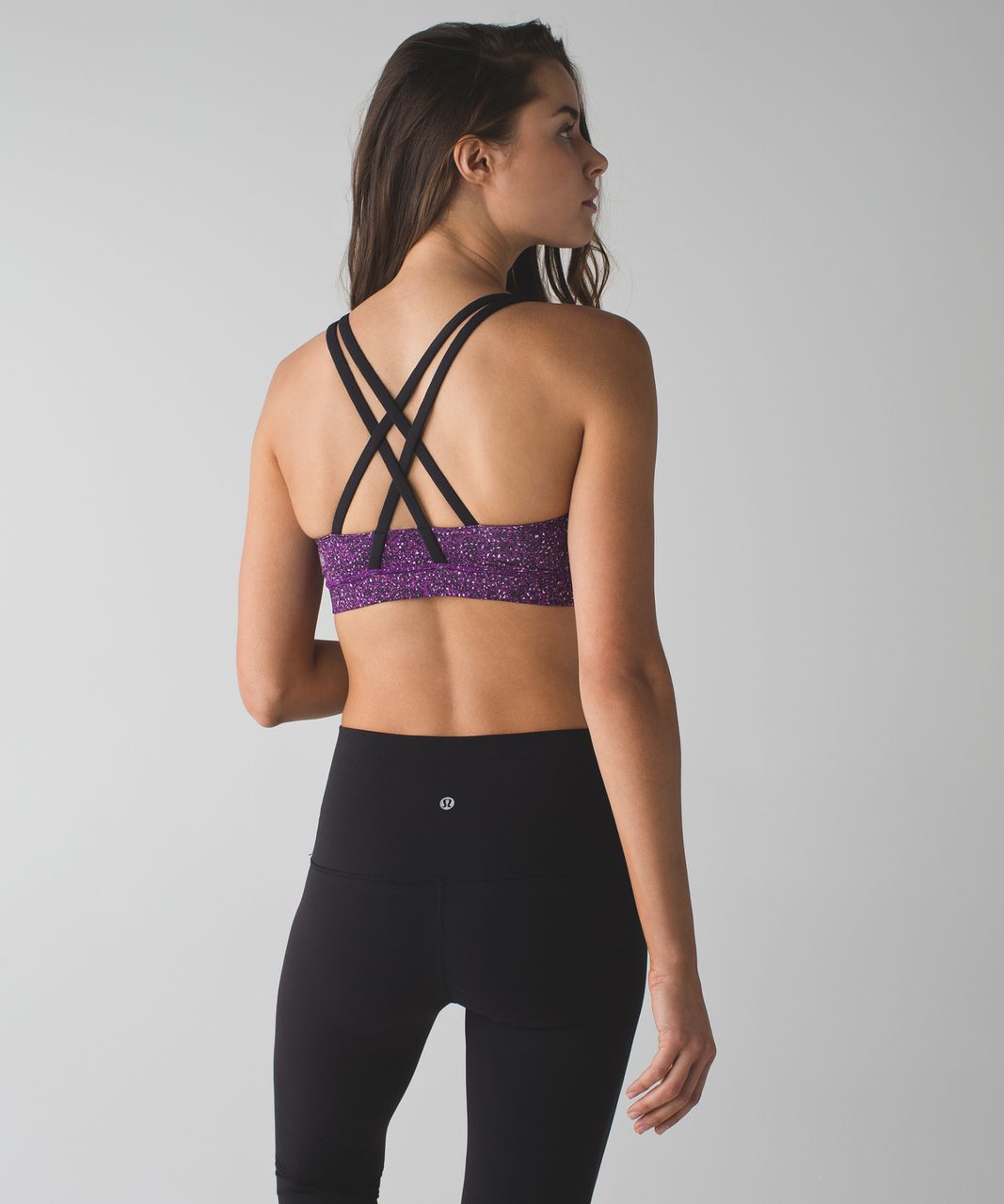 Lululemon Energy Bra - Flashback Static Powdered Rose Tender Violet / Black