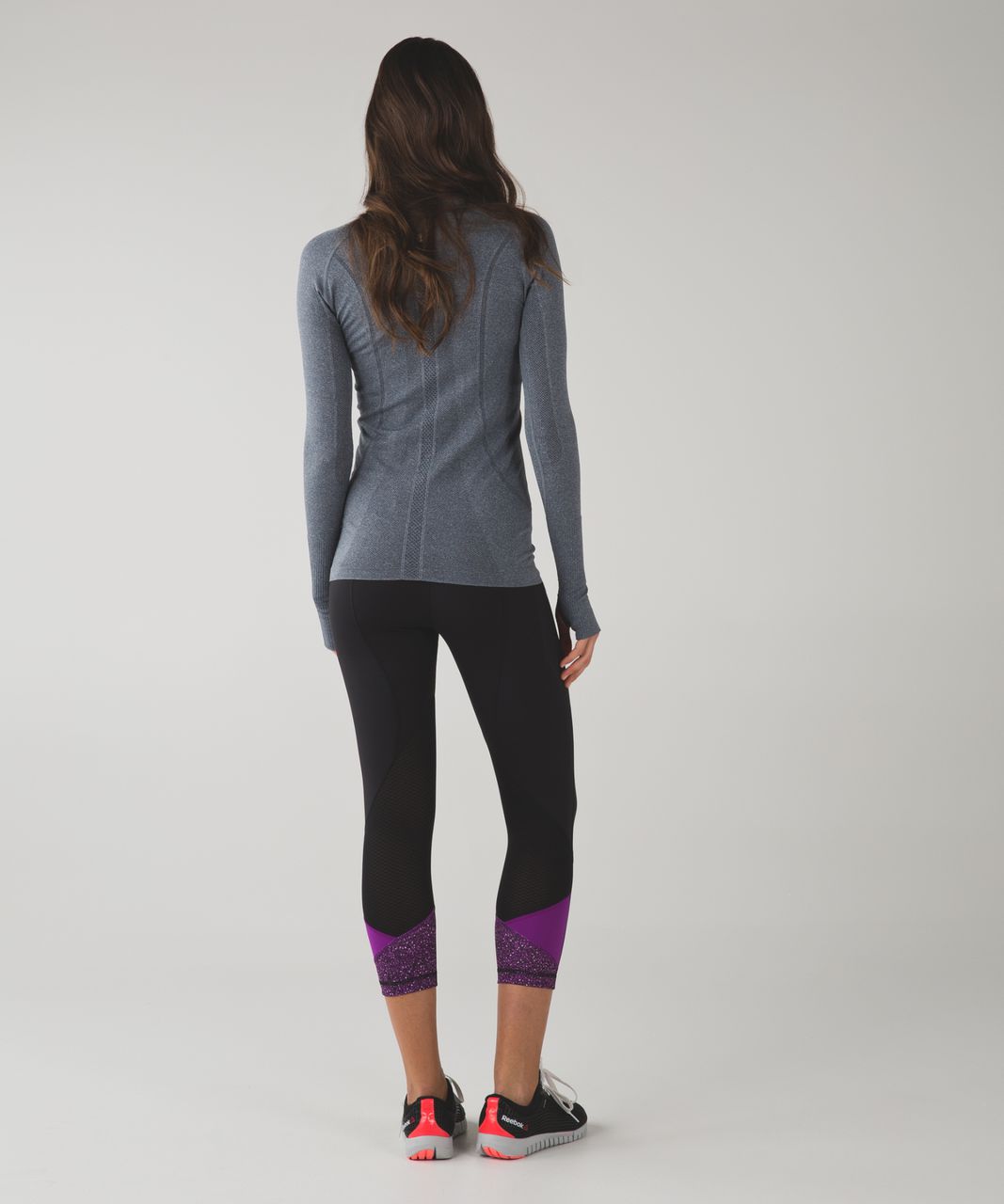 Lululemon Pace Rival Cropped Leggings Cyber Purple Stripe 23 Inseam Size: 6