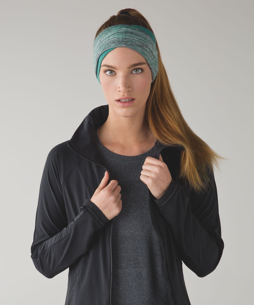 Lululemon Run And Done Ear Warmer - Mini Check Pique Hunter Green Heathered Hunter Green / Space Dye Camo Forage Teal Black