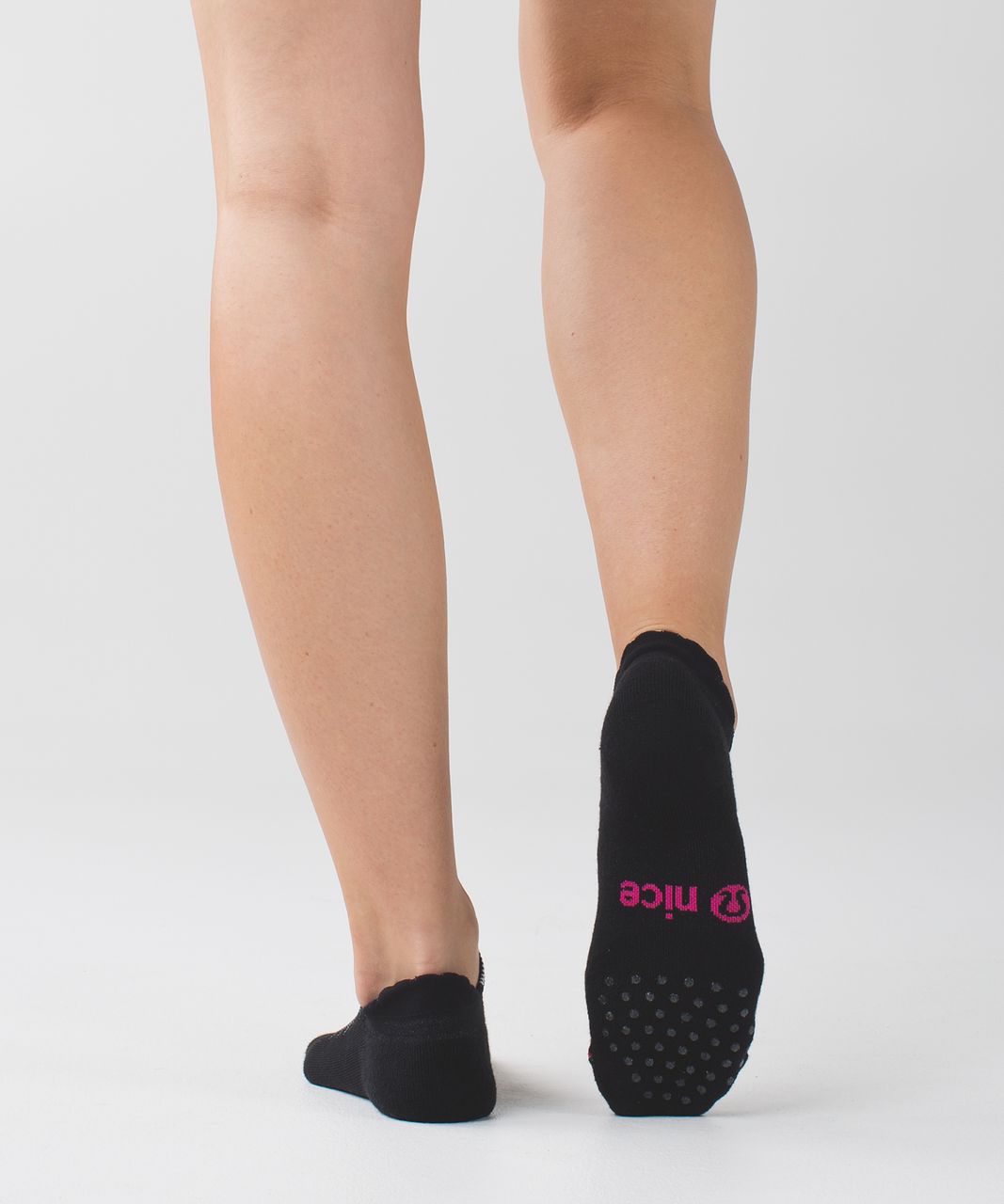 Lululemon Heels High Studio Sock - Black / Jewelled Magenta