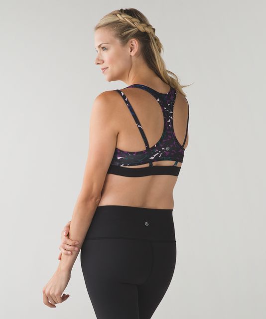 Lululemon Splendour Bra - Stripe Play Slate Black / Grapefruit