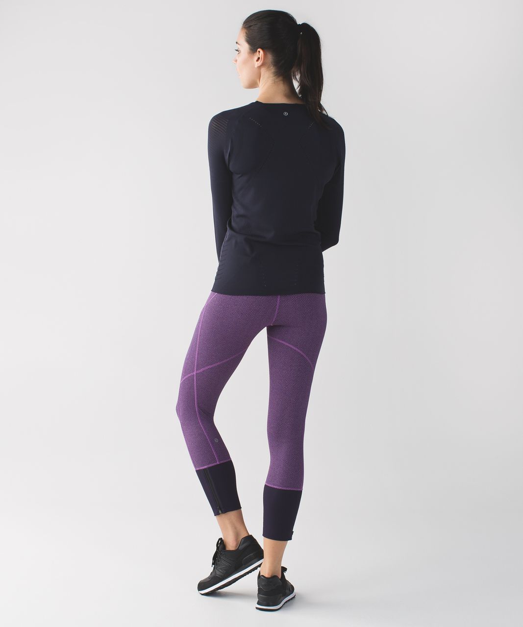 Lululemon Speed Crop - Giant Herringbone Black Heathered Black - lulu  fanatics