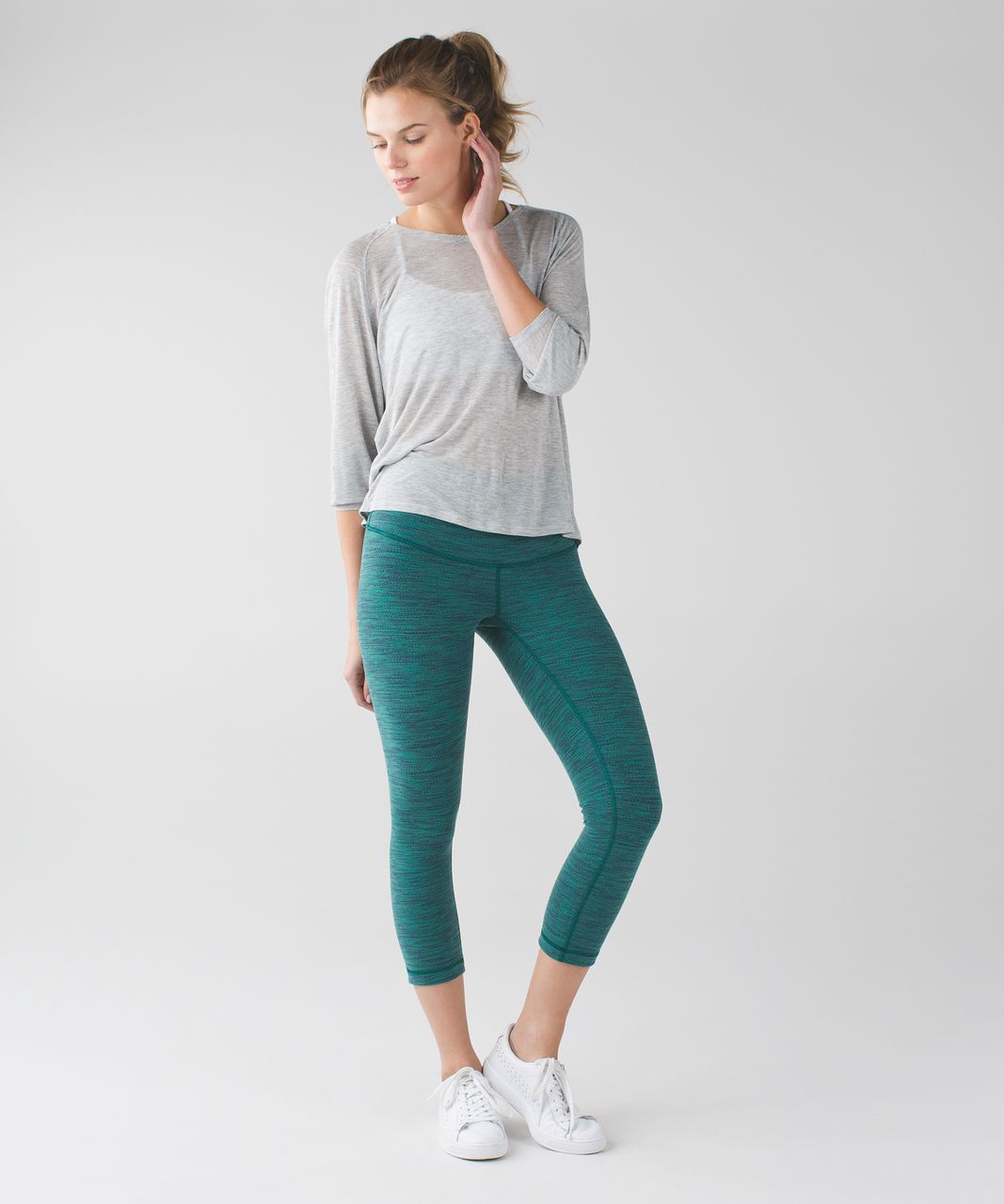 Lululemon Wunder Under Crop (Hi-Rise) *21" - Diamond Jacquard Space Dye Jungle Forage Teal