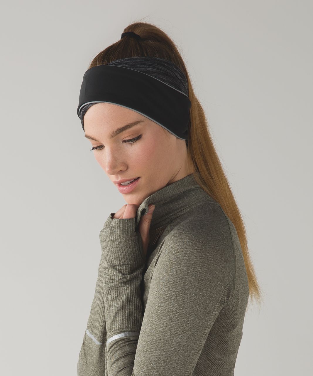 Lululemon Run And Done Ear Warmer *Softshell - Heathered Black / Black