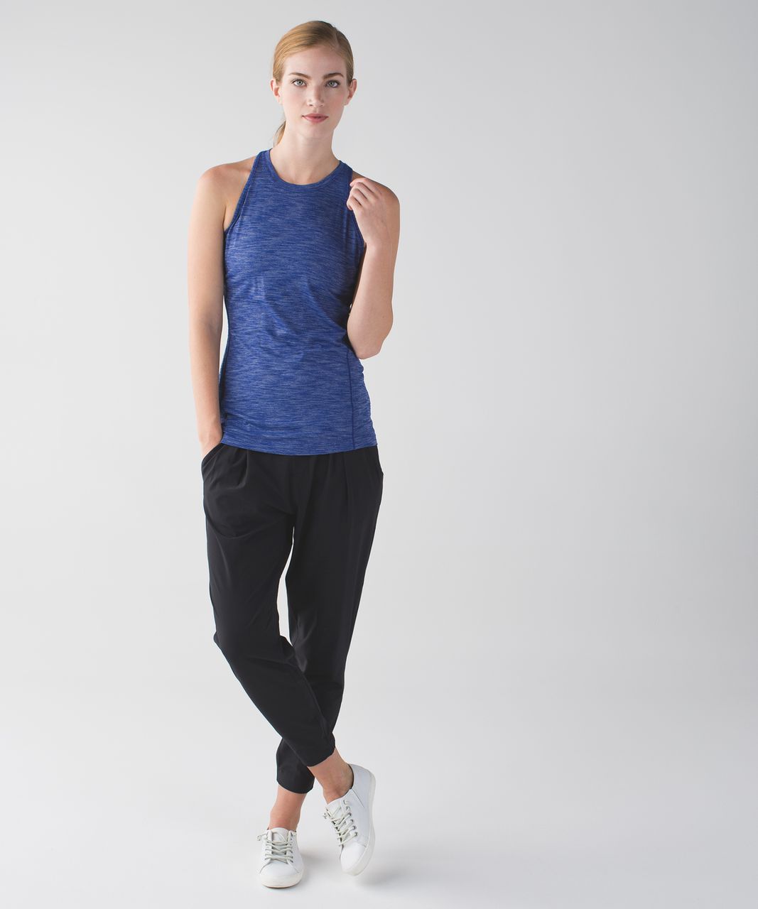 Lululemon & go Everywhere Tank top Heathered Sapphire Blue Twist Back Size  10