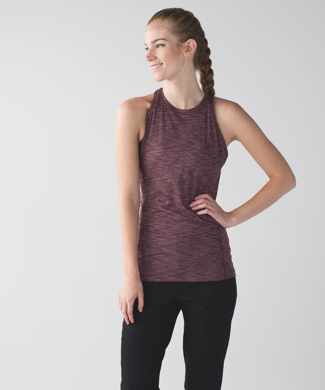 Lululemon Women Heathered Dark Fuel &Go Everywhere Twist Back Luon