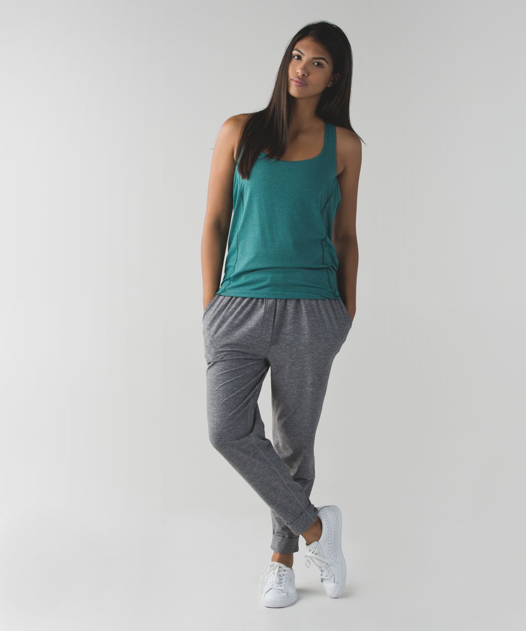 Lululemon Wild Tank - Heathered Forage Teal / Dramatic Static White Black