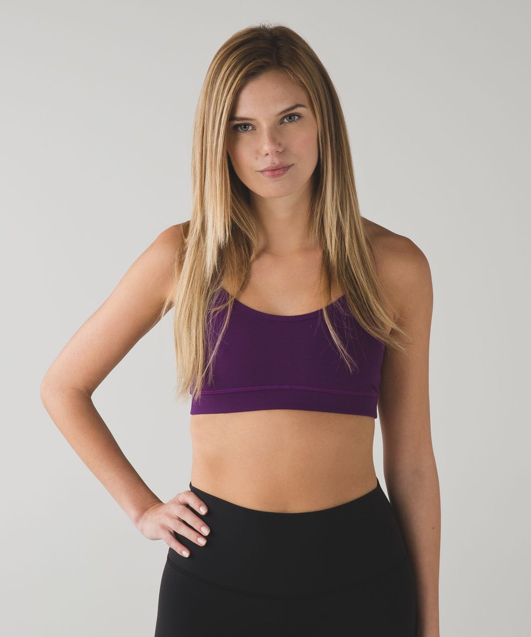 Lululemon Flow Y Bra IV - Wee Stripe Tender Violet Black