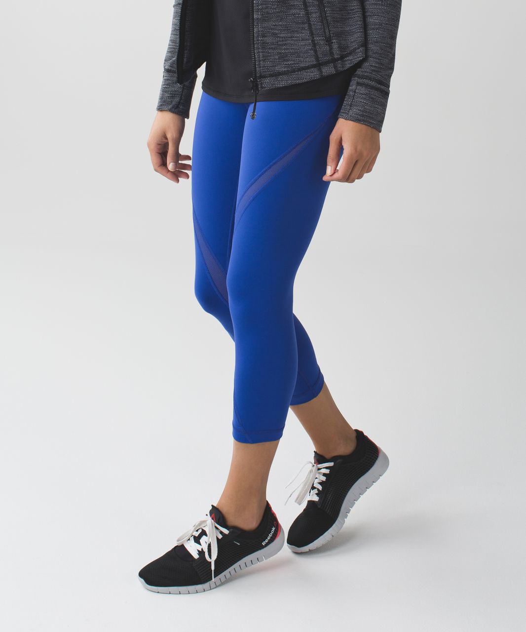 Lululemon  In The Flow Crop II Heathered Sapphire Blue Snakeskin Pattern