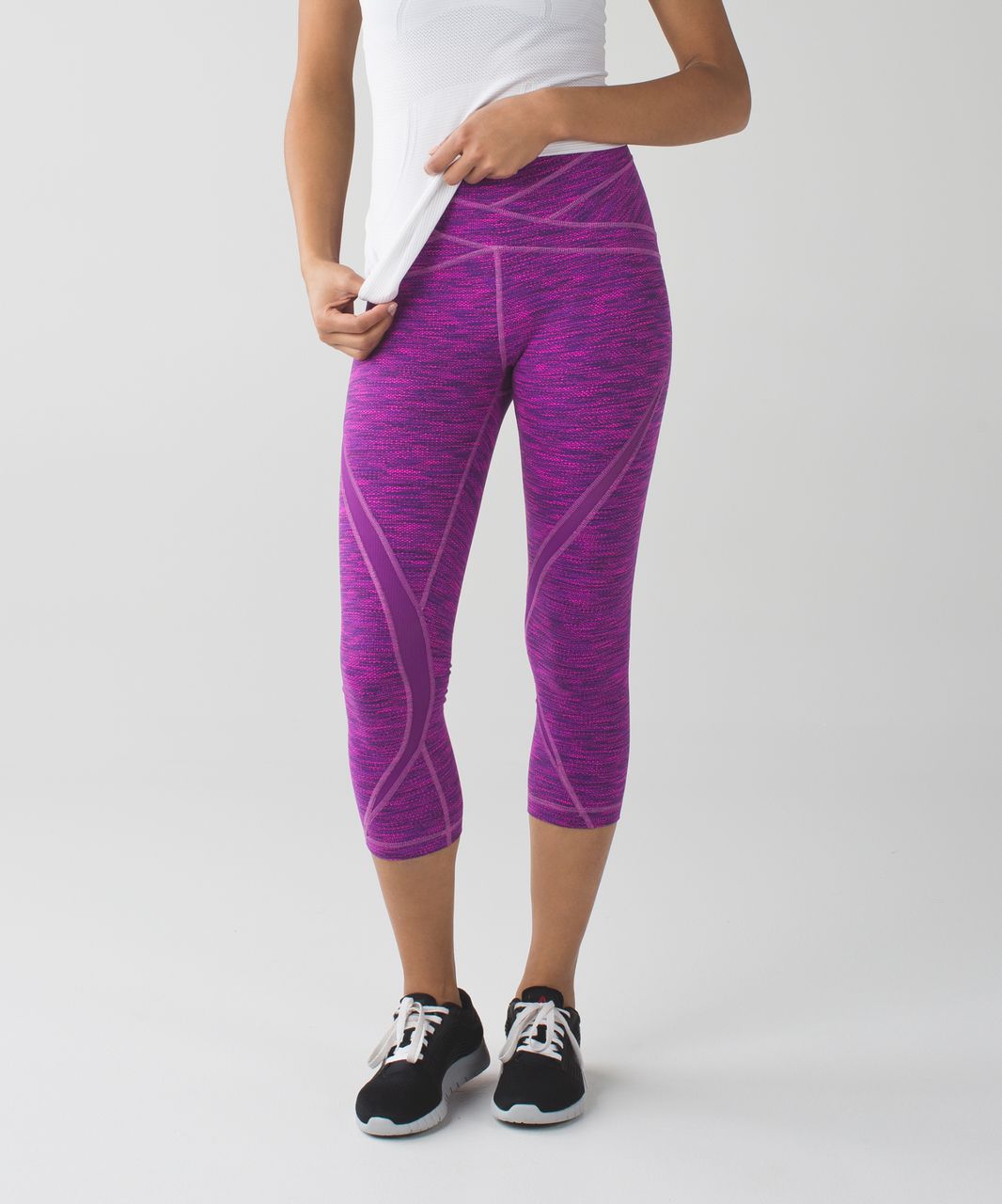 Lululemon Free Flow Crop - Diamond Jacquard Space Dye Tender Violet Raspberry Glo Light / Tender Violet