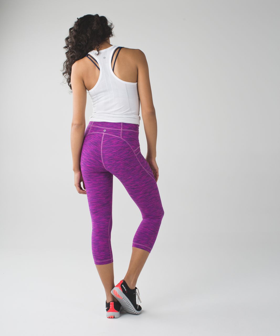 Lululemon Free Flow Crop - Diamond Jacquard Space Dye Tender Violet Raspberry Glo Light / Tender Violet