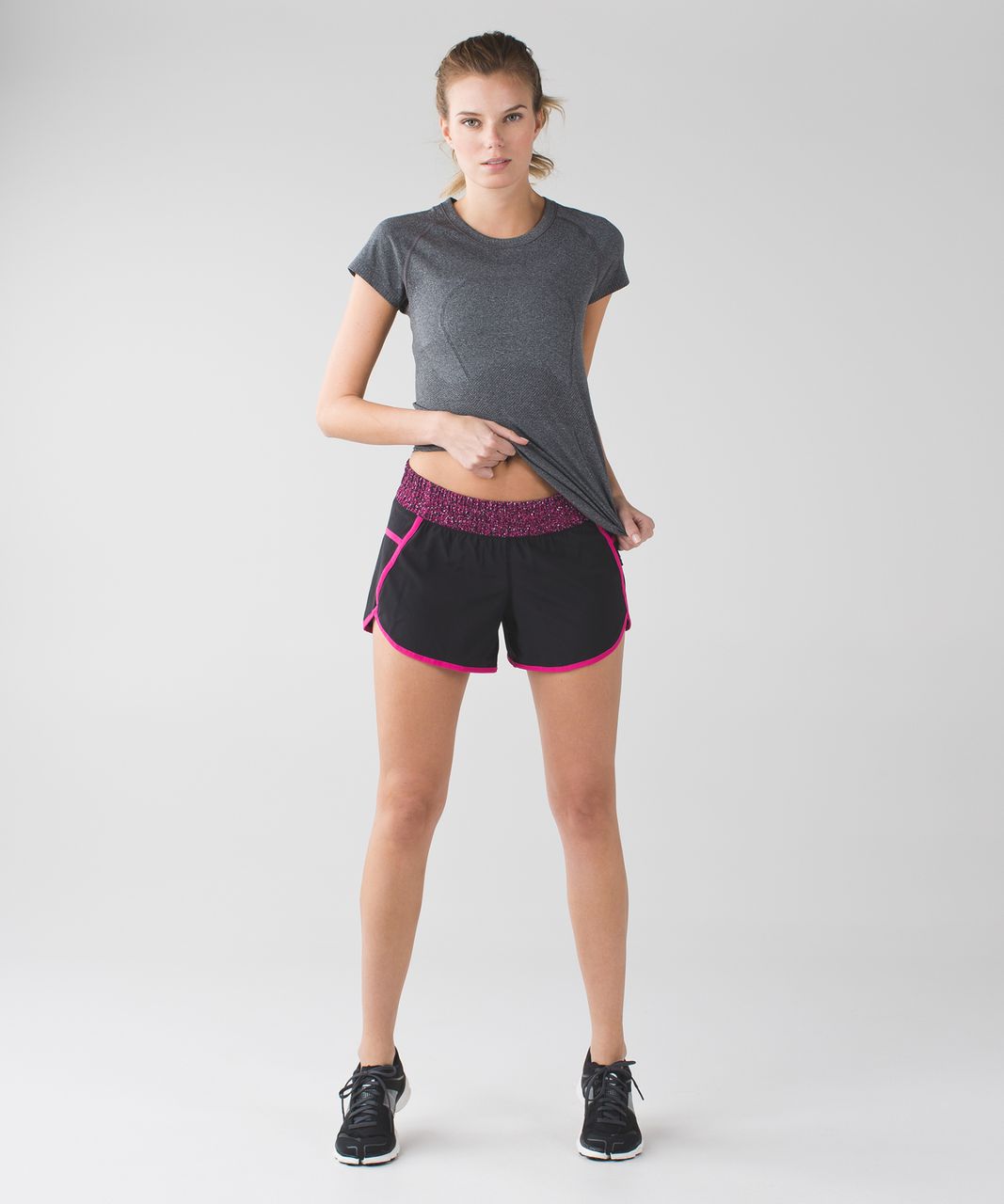 Lululemon Tracker Short III *4-way Stretch - Black / Jewelled Magenta / Flashback Static Caspian Blue Jewelled Magenta