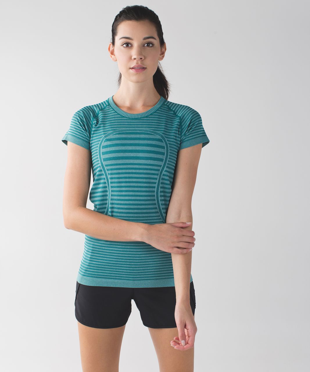 Lululemon Swiftly Tech Short Sleeve Crew - Heathered Forage Teal (Striped)