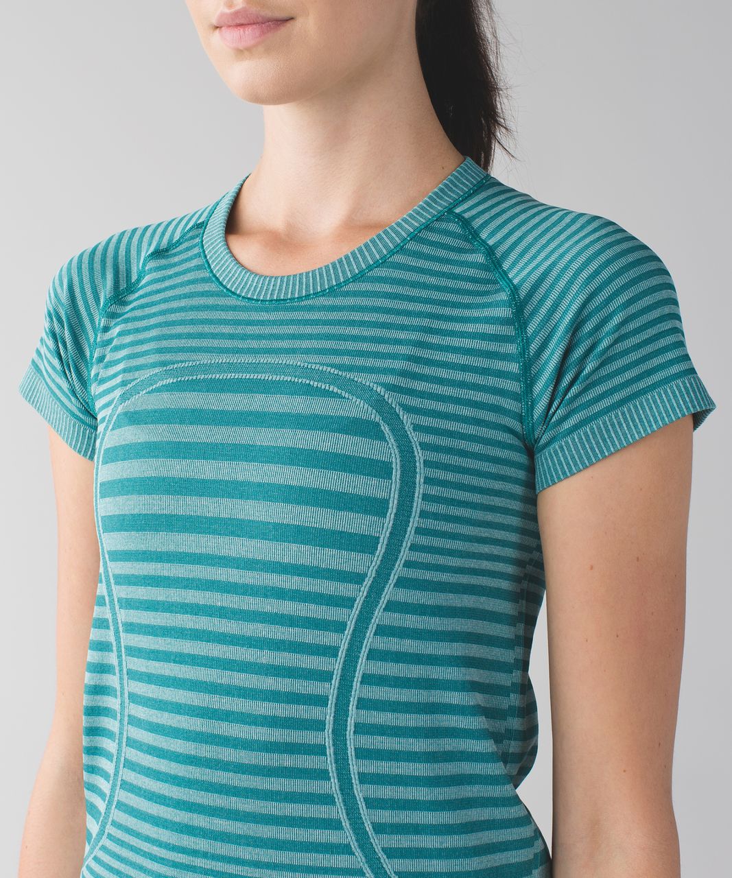 Lululemon Swiftly Tech Short Sleeve Crew - Heathered Forage Teal (Striped)