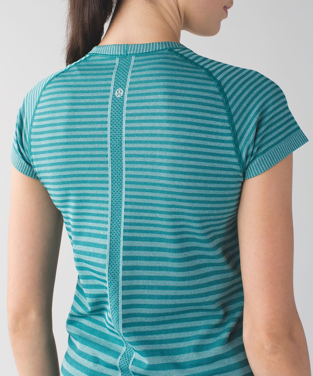 Lululemon Swiftly Tech Short Sleeve Crew - Heathered Forage Teal (Striped)