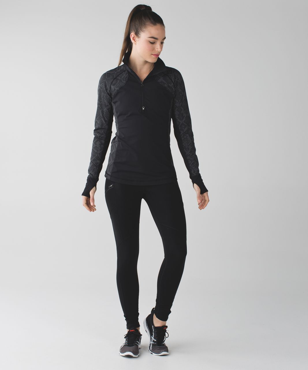 Lululemon Race With Grace 1/2 Zip II *Lights Out - Ravish Reptile Silver Black