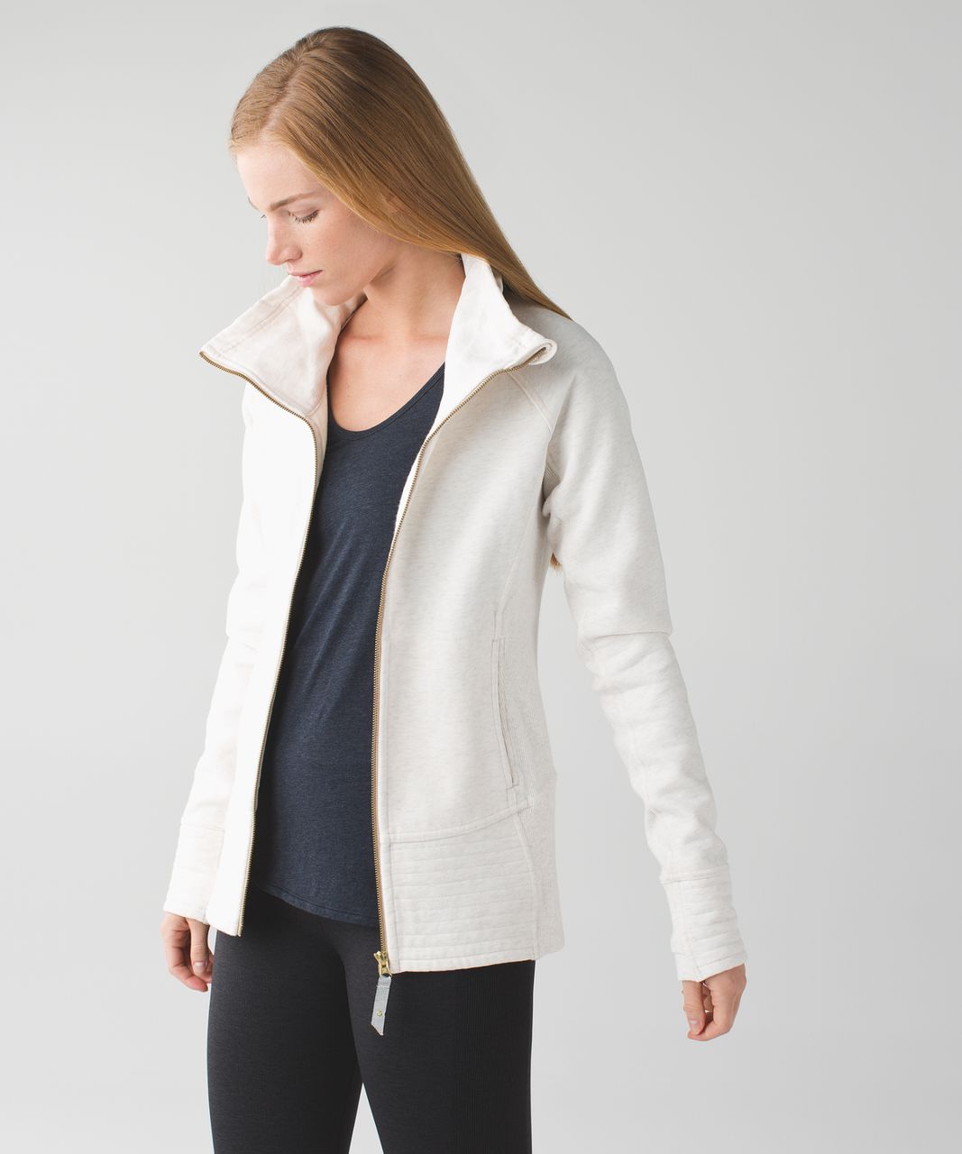 Lululemon 4 Radiant Full-Zip High Neck Jacket II Heathered White