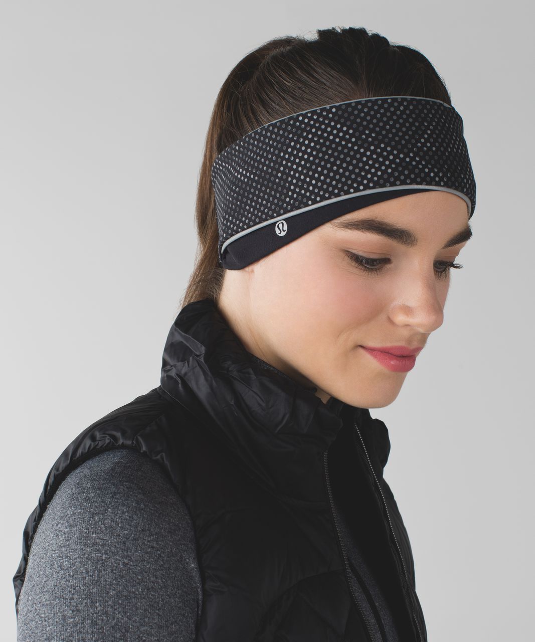 Lululemon Run And Done Ear Warmer *Lights Out - Ravish Reptile Silver Black / Black