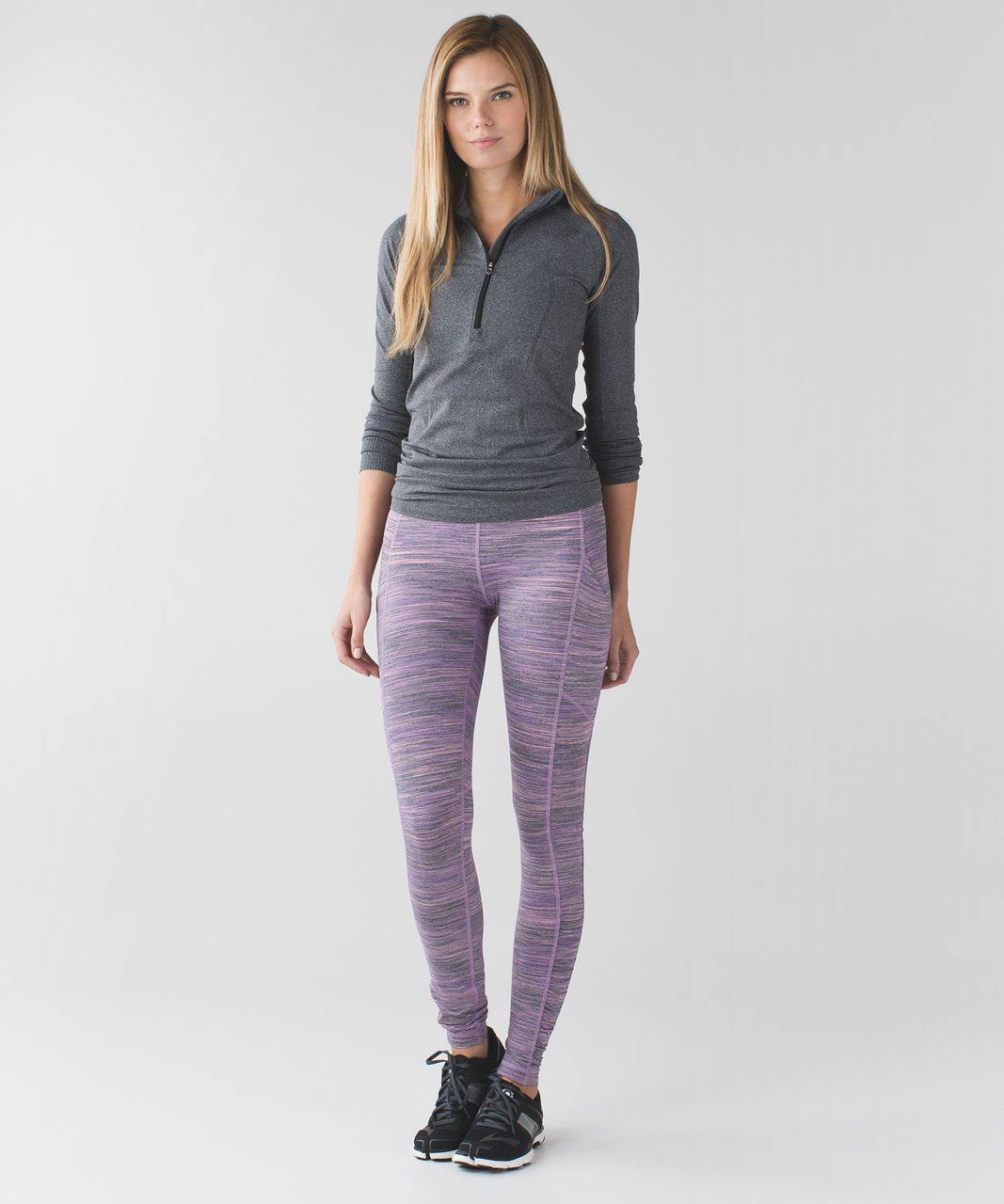 Lululemon Speed Tight *Cozy - Black / Hyper Stripe Black - lulu fanatics