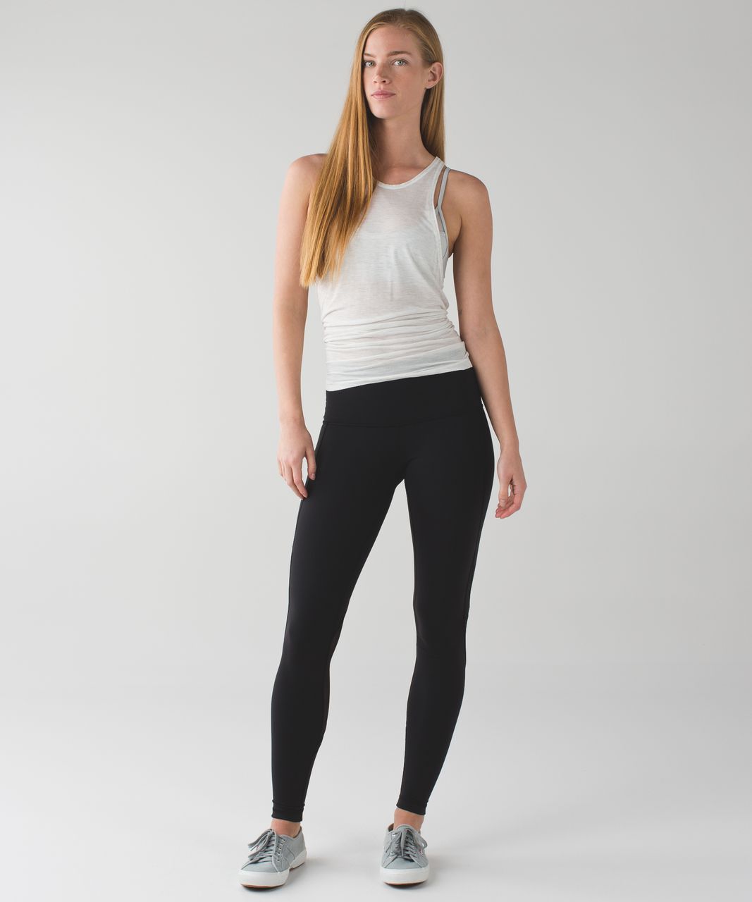 Lululemon Wunder Under Pant Luon Leggings Yoga White Black Herringbone 2  Used