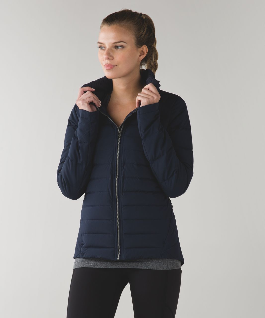 Lululemon Fluffed Up Jacket - Inkwell / Tonka Stripe Inkwell Black