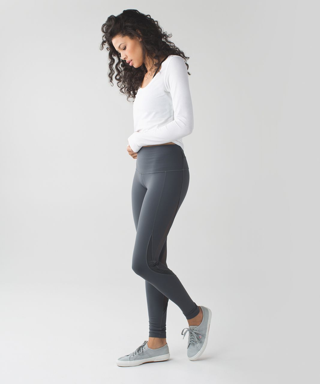 Lululemon Wunder Under Pant *Full-On Luon (Roll Down) - Heat Wave White  Black - lulu fanatics