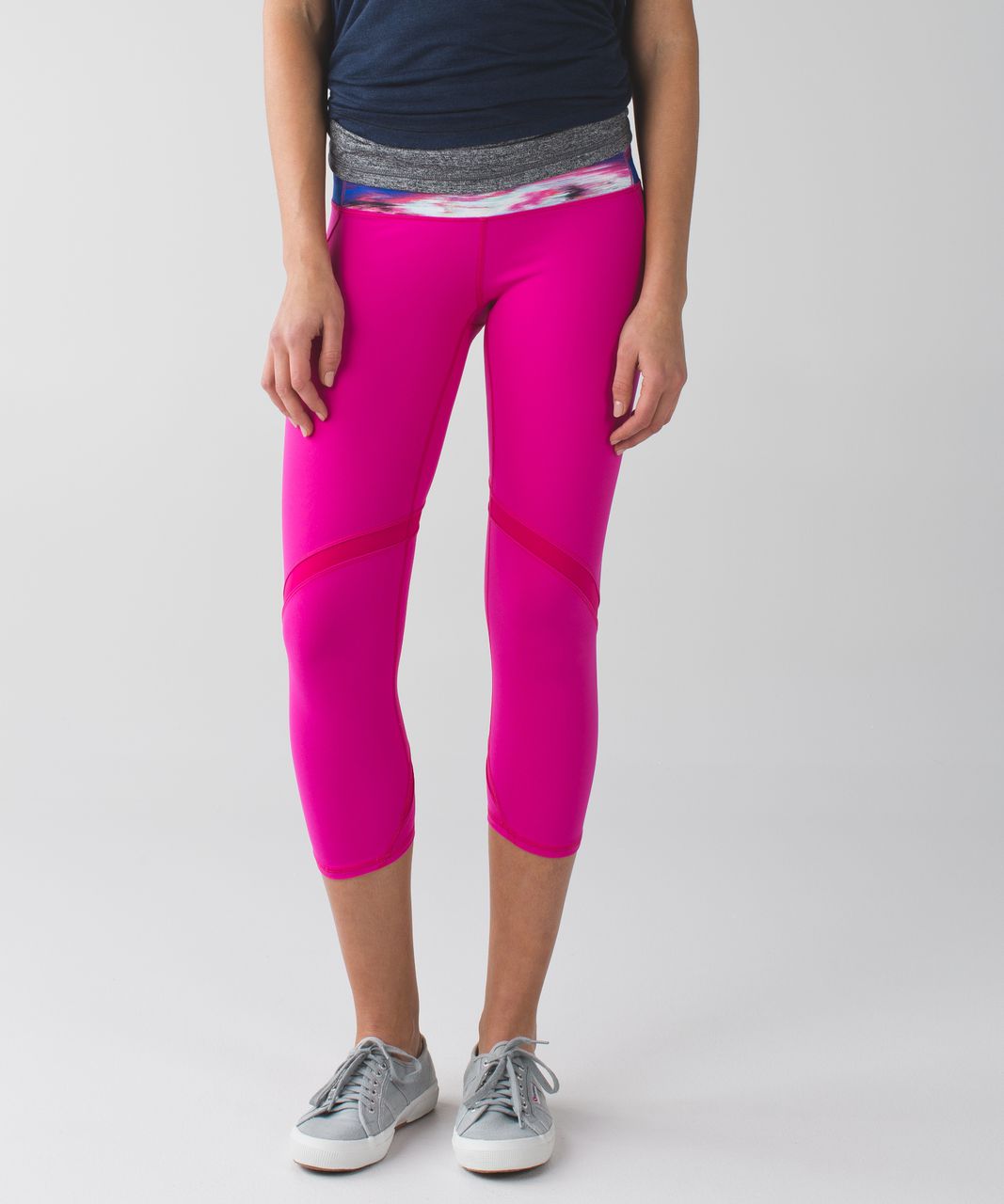 Lululemon Wunder Under Crop (Hi-Rise) *Shine On - Jewelled Magenta / Pigment Wind White Multi