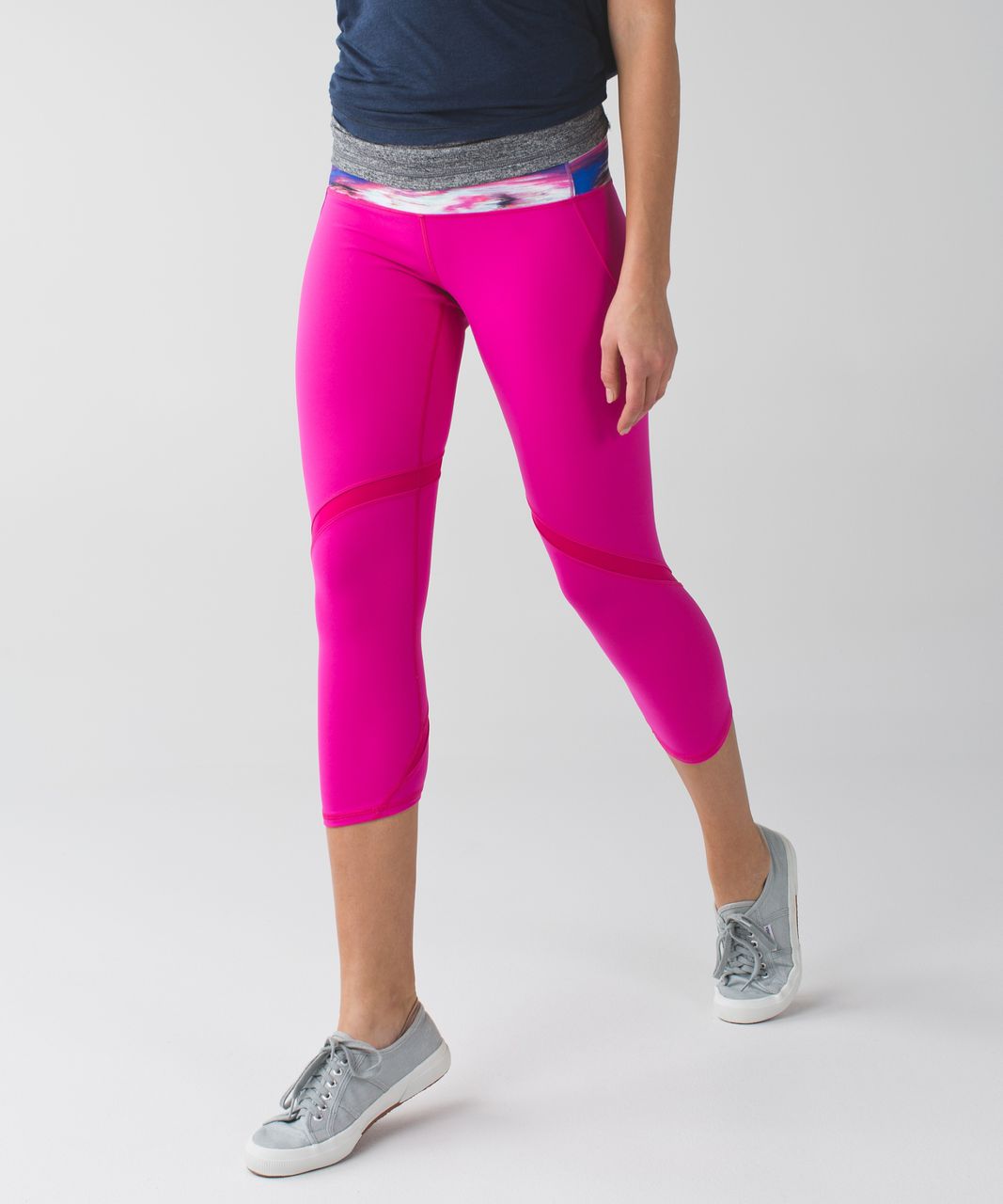 Lululemon Wunder Under Crop (Hi-Rise) *Shine On - Jewelled Magenta / Pigment Wind White Multi