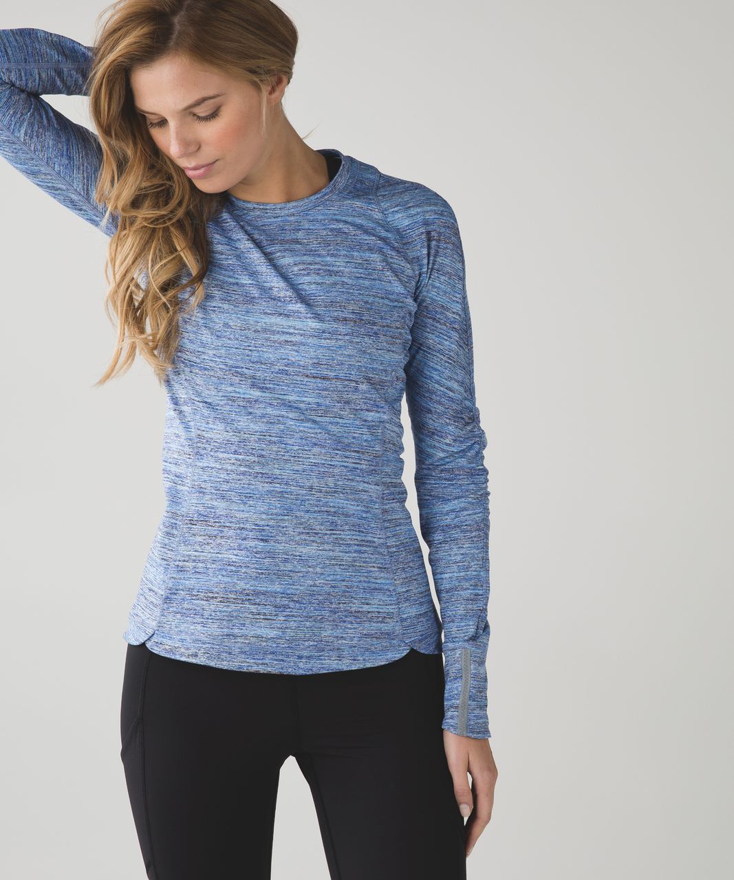 Lululemon Runderful Long Sleeve - Space Dye Camo Caspian Blue Sapphire Blue / Sapphire Blue