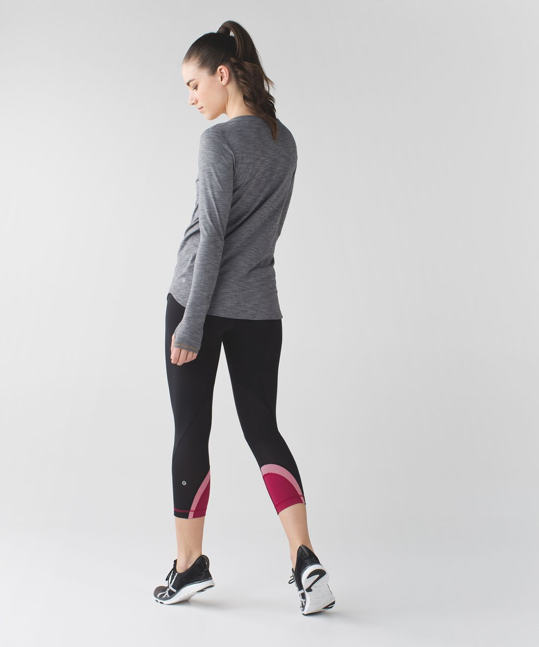 Lululemon Run:  Inspire Crop II *All Luxtreme - Black / Tonka Stripe Berry Rumble Bleached Coral / Berry Rumble