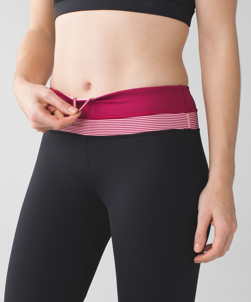 Lululemon Run:  Inspire Crop II *All Luxtreme - Black / Tonka Stripe Berry Rumble Bleached Coral / Berry Rumble