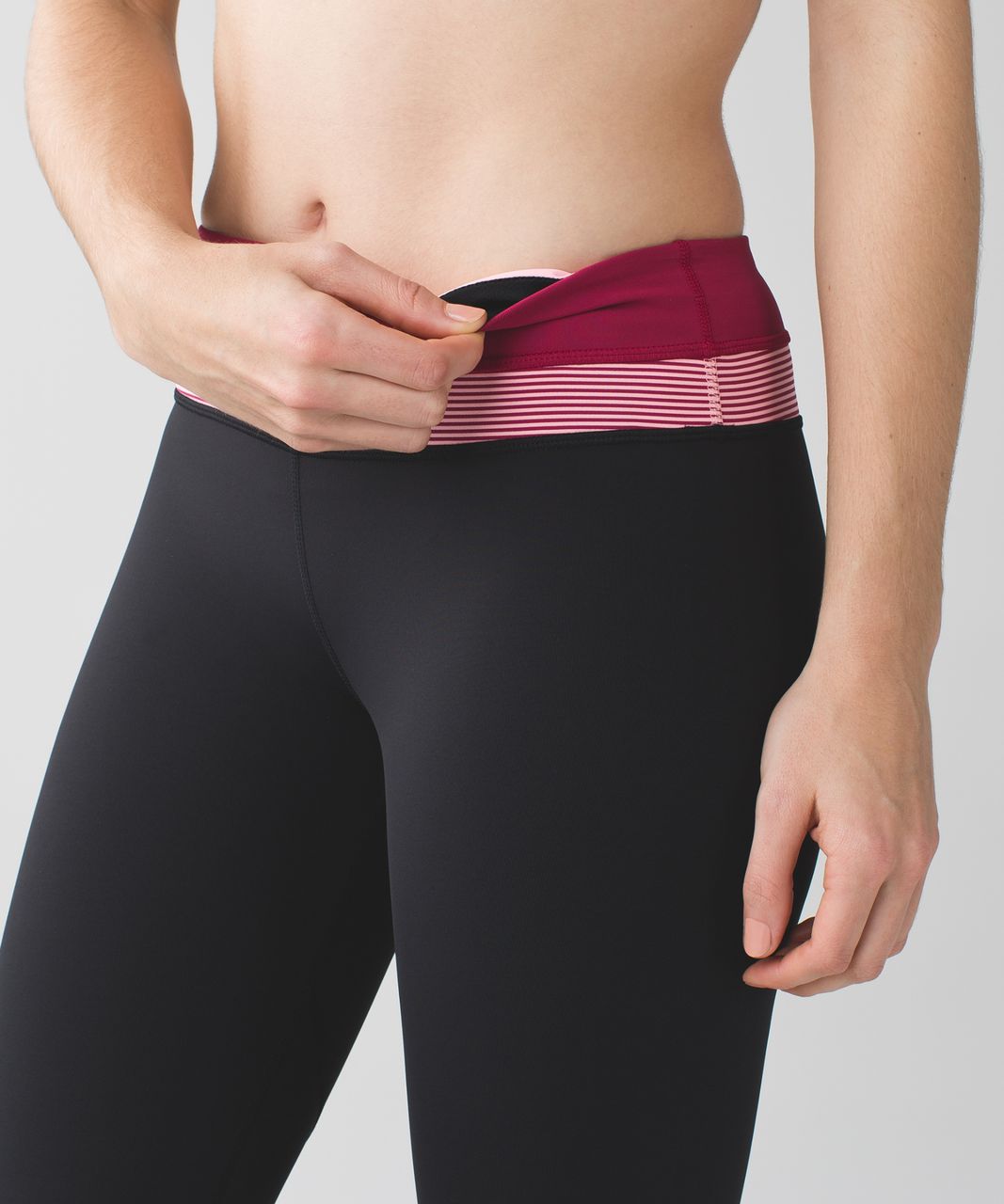 Lululemon Run:  Inspire Crop II *All Luxtreme - Black / Tonka Stripe Berry Rumble Bleached Coral / Berry Rumble