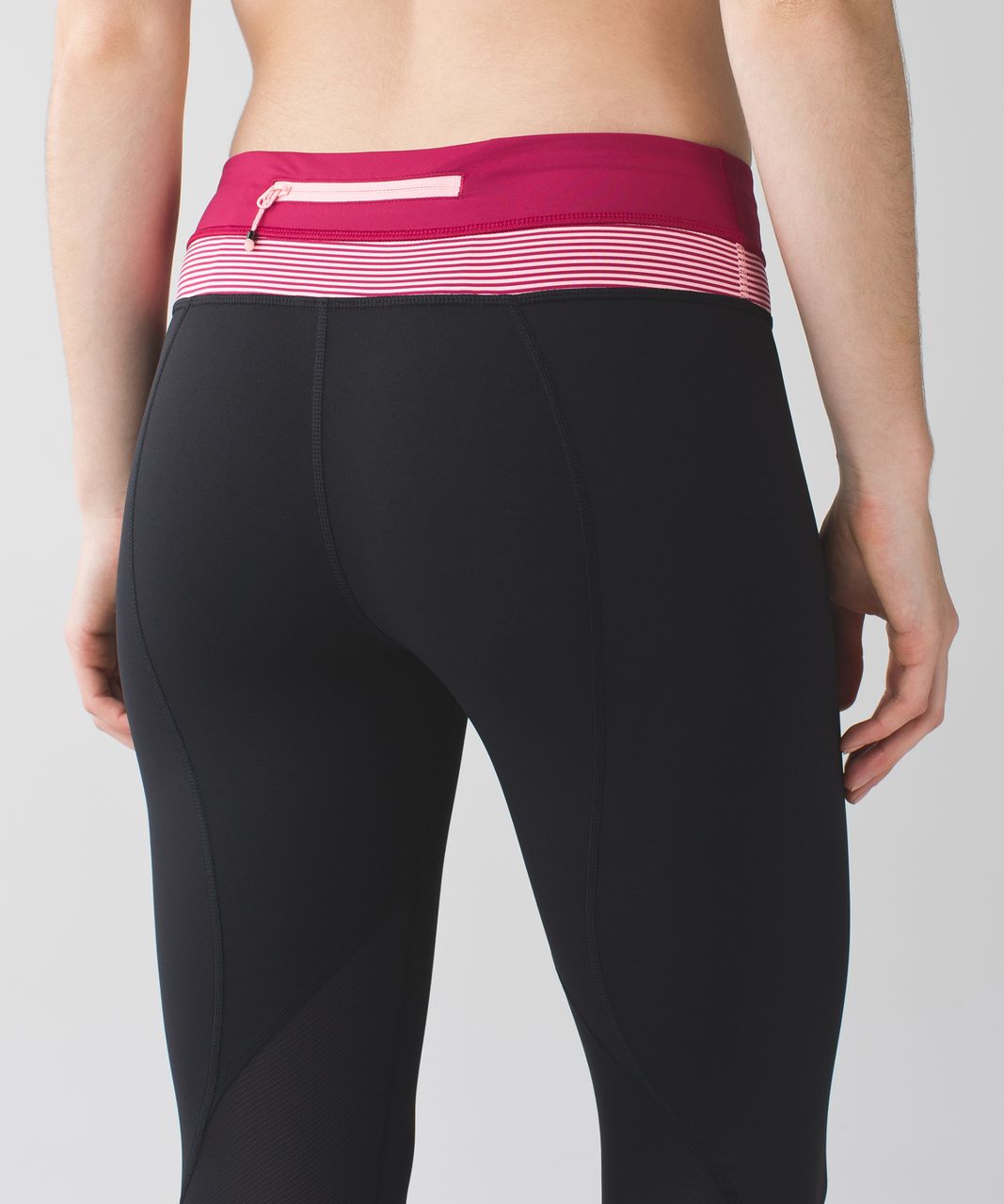 Lululemon Run:  Inspire Crop II *All Luxtreme - Black / Tonka Stripe Berry Rumble Bleached Coral / Berry Rumble