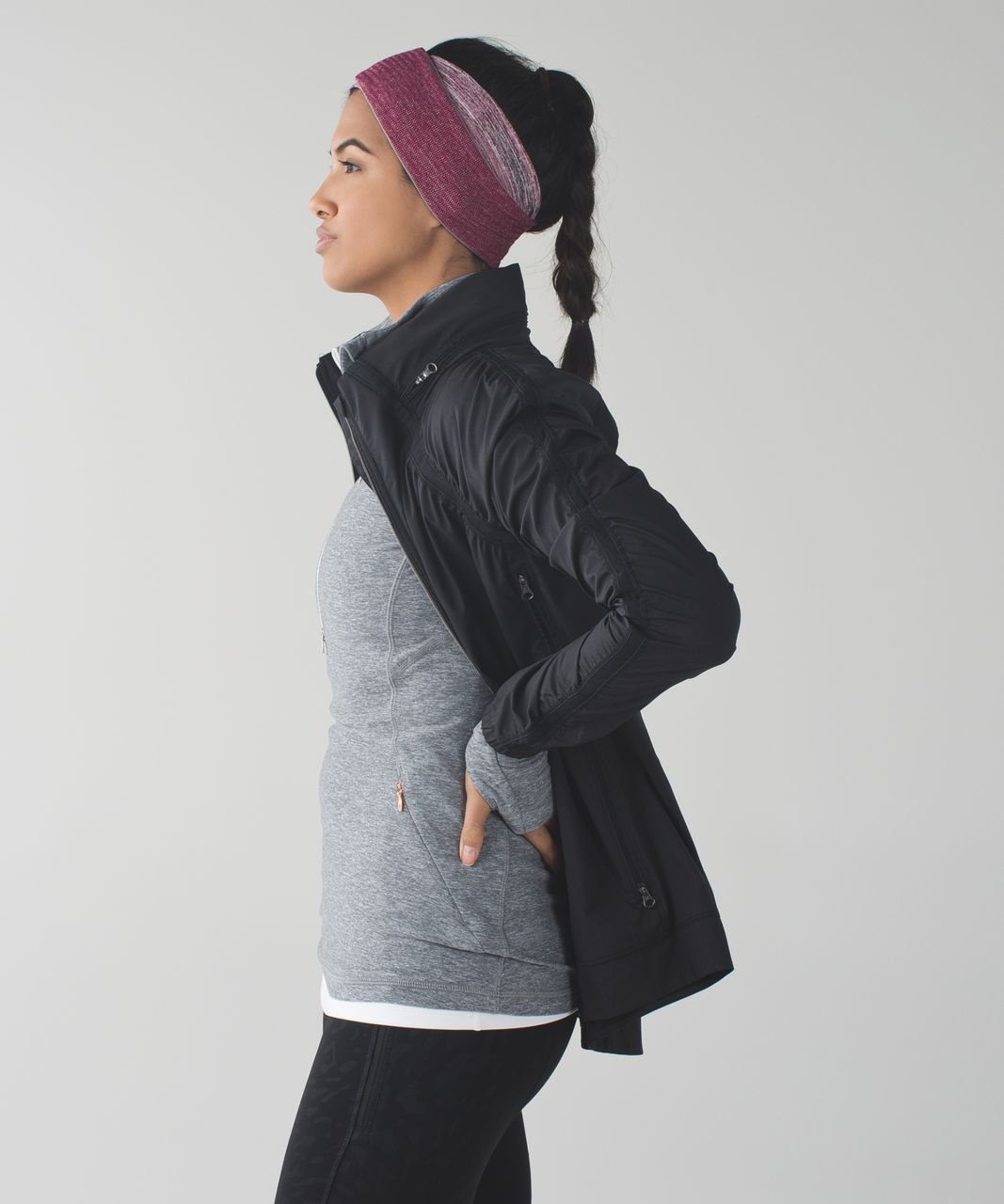 Lululemon Run And Done Ear Warmer *Ponytail - Space Dye Camo Berry Rumble Multi / Mini Check Pique Bordeaux Drama Heathered Berry Rumble