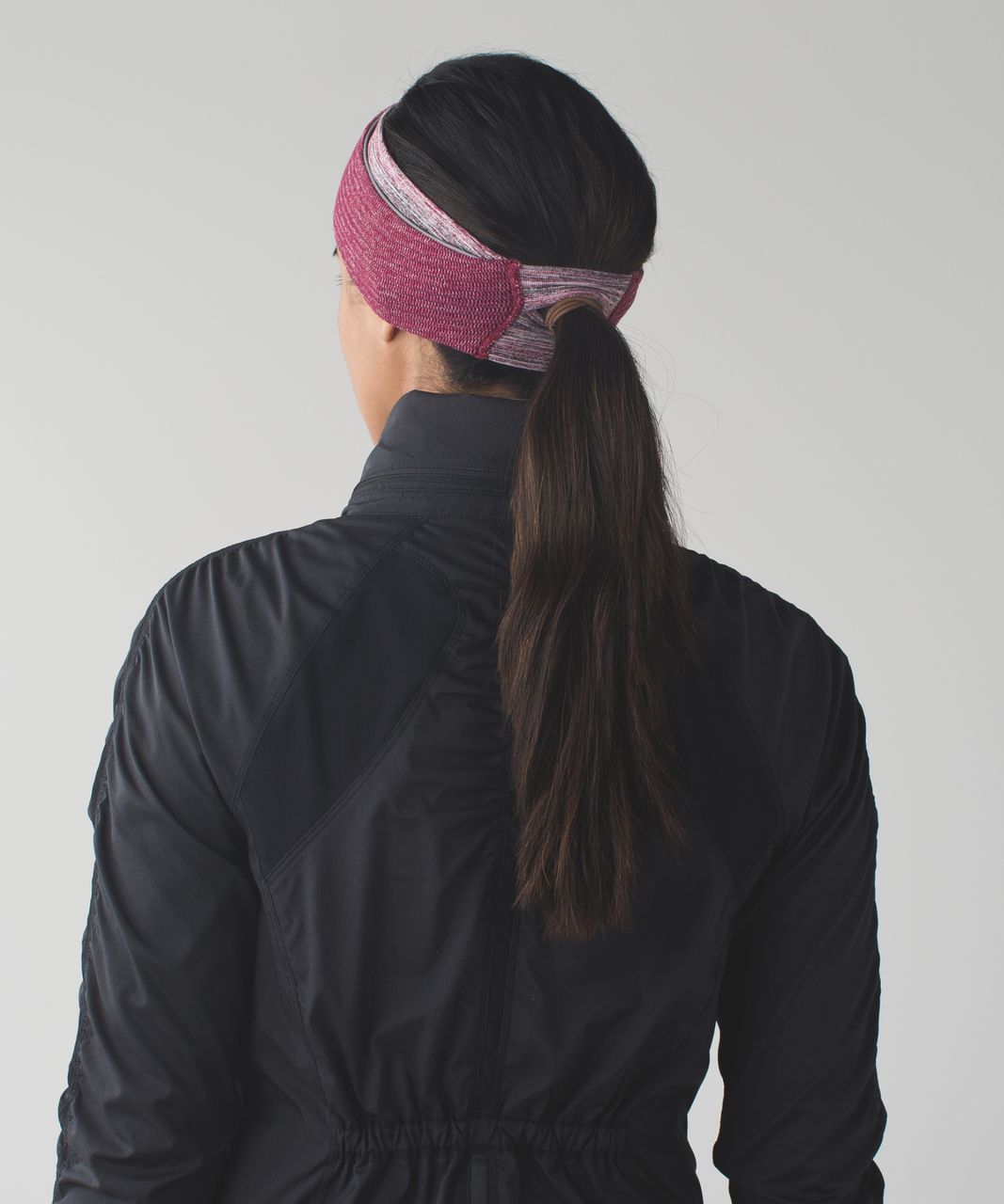 Lululemon Run And Done Ear Warmer *Ponytail - Space Dye Camo Berry Rumble Multi / Mini Check Pique Bordeaux Drama Heathered Berry Rumble
