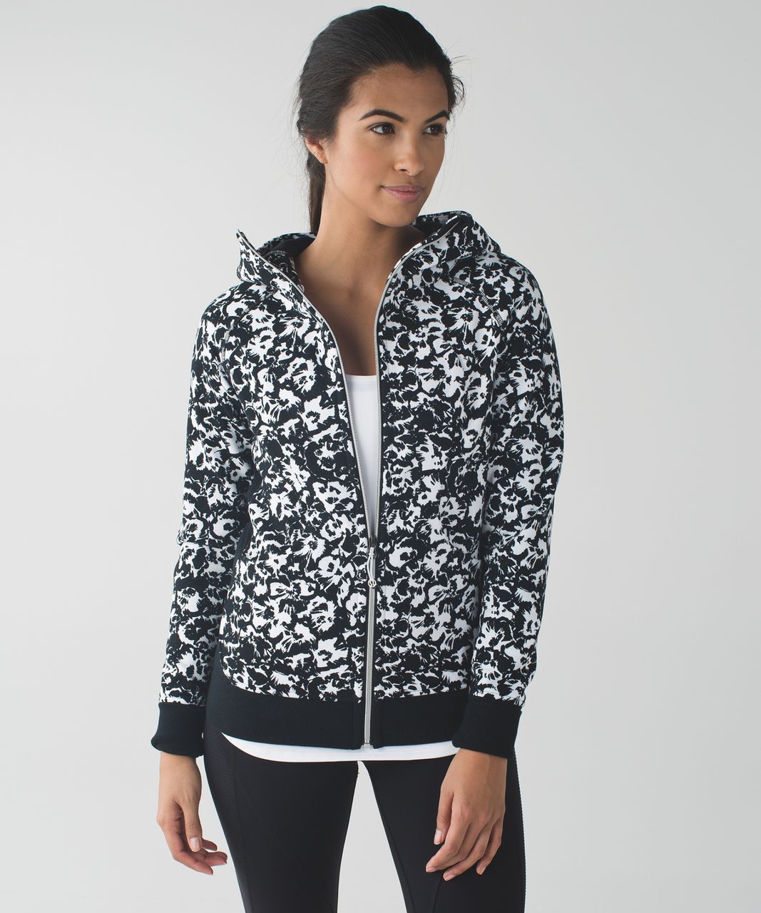 lululemon black and white floral jacket