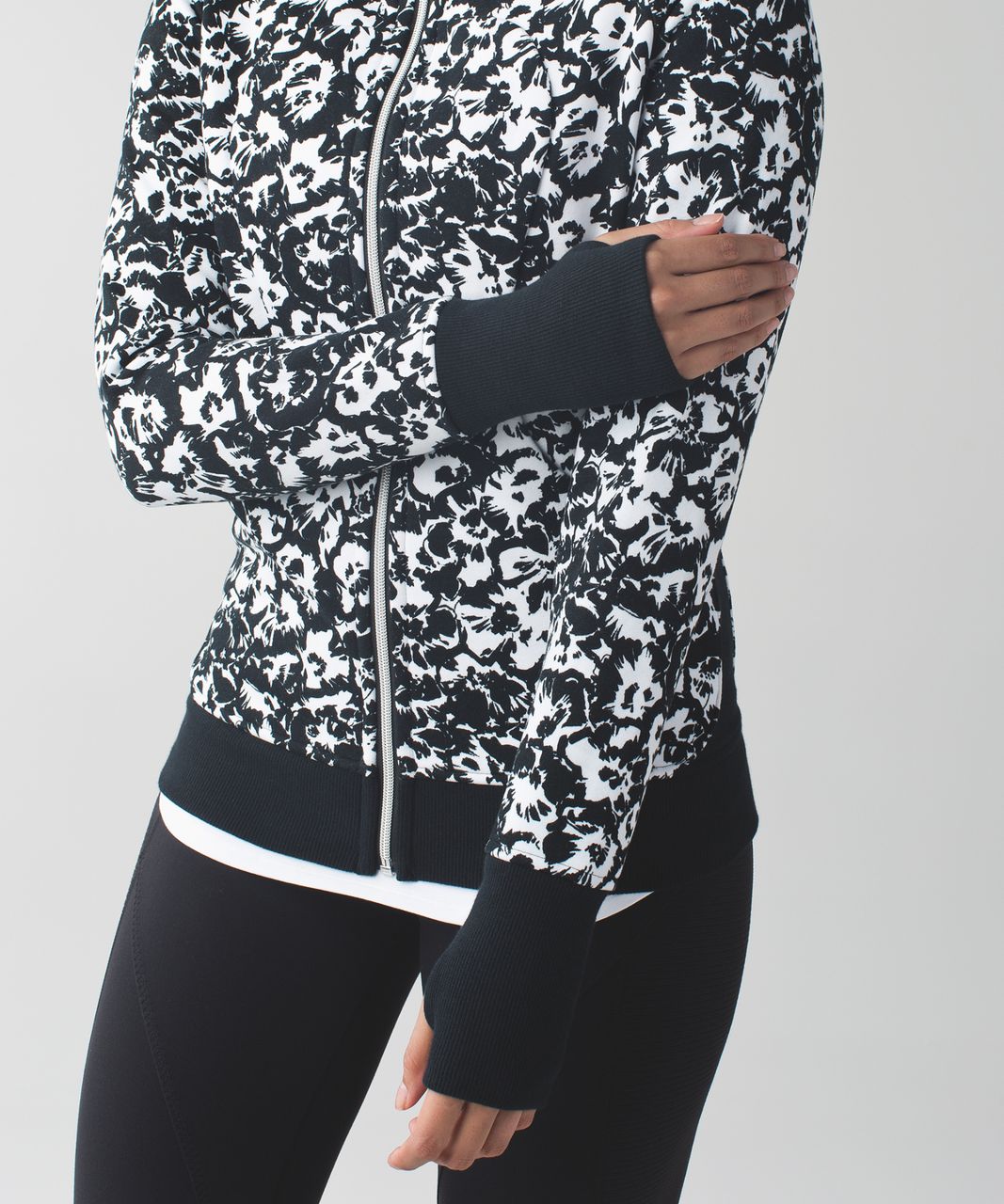 Lululemon Scuba Hoodie III - Fleur Sombre White Black / White / Black