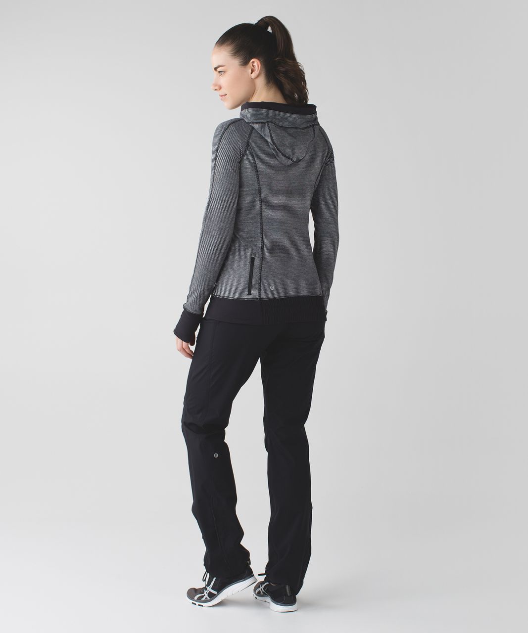 Lululemon Think Fast Hoodie - Tonka Stripe Heathered Slate Black / Black