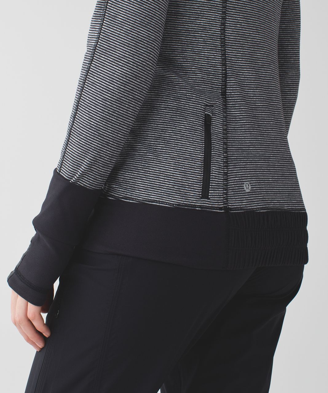 Lululemon Think Fast Hoodie - Tonka Stripe Heathered Slate Black / Black