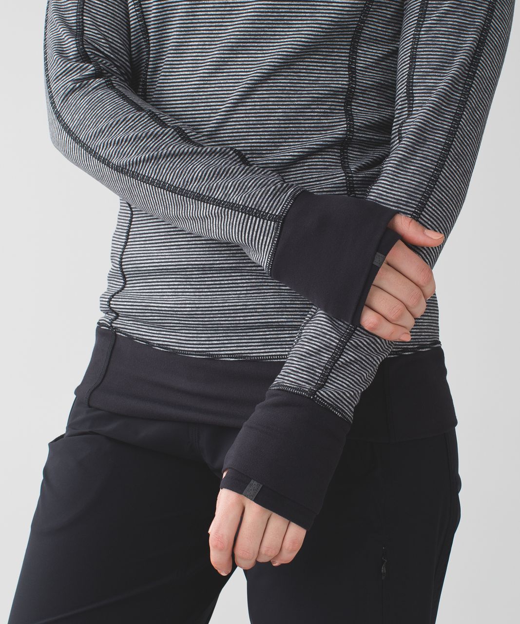 Lululemon Think Fast Hoodie - Tonka Stripe Heathered Slate Black / Black