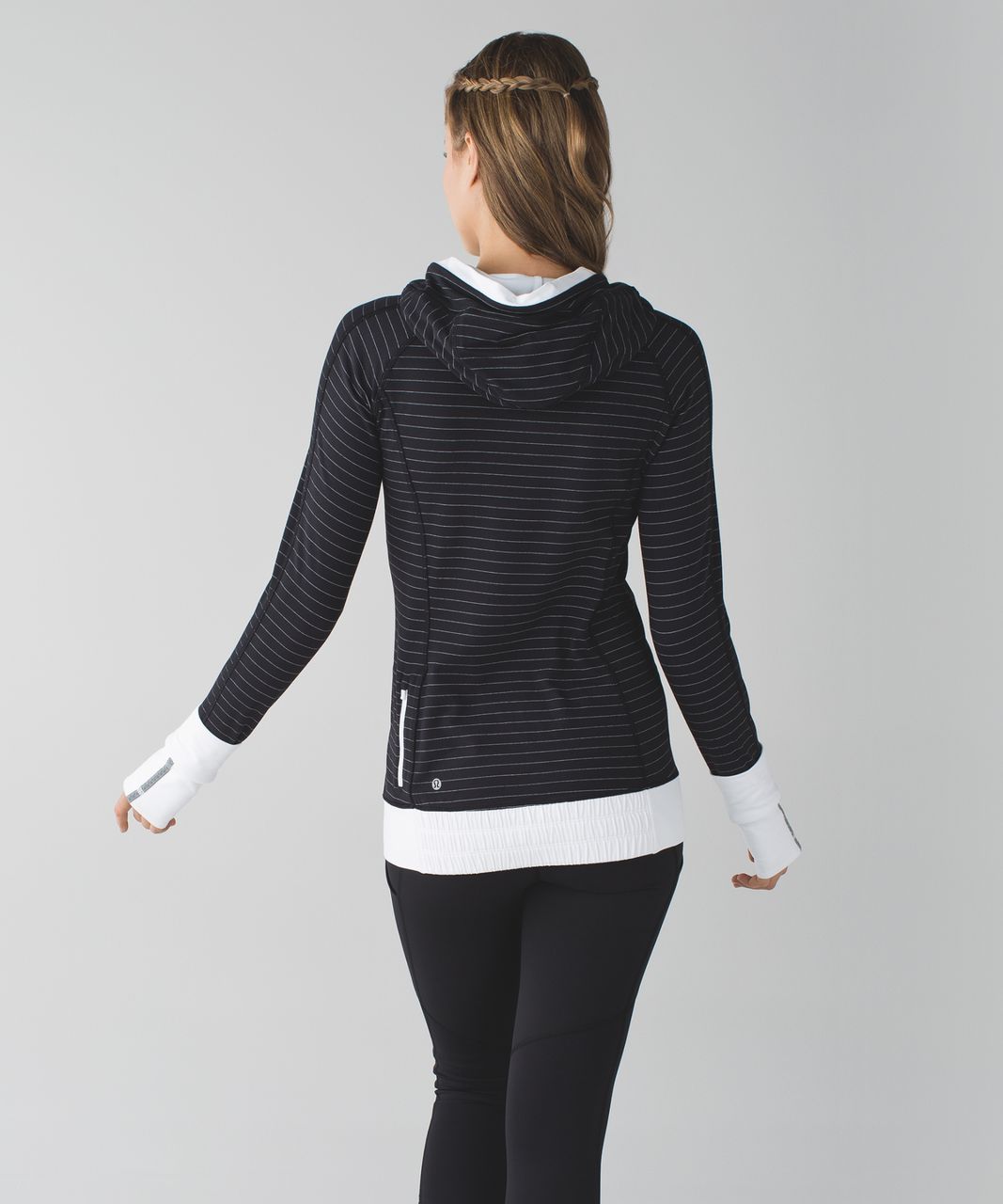 Lululemon Think Fast Hoodie - Thin Pin Stripe Black White / Black