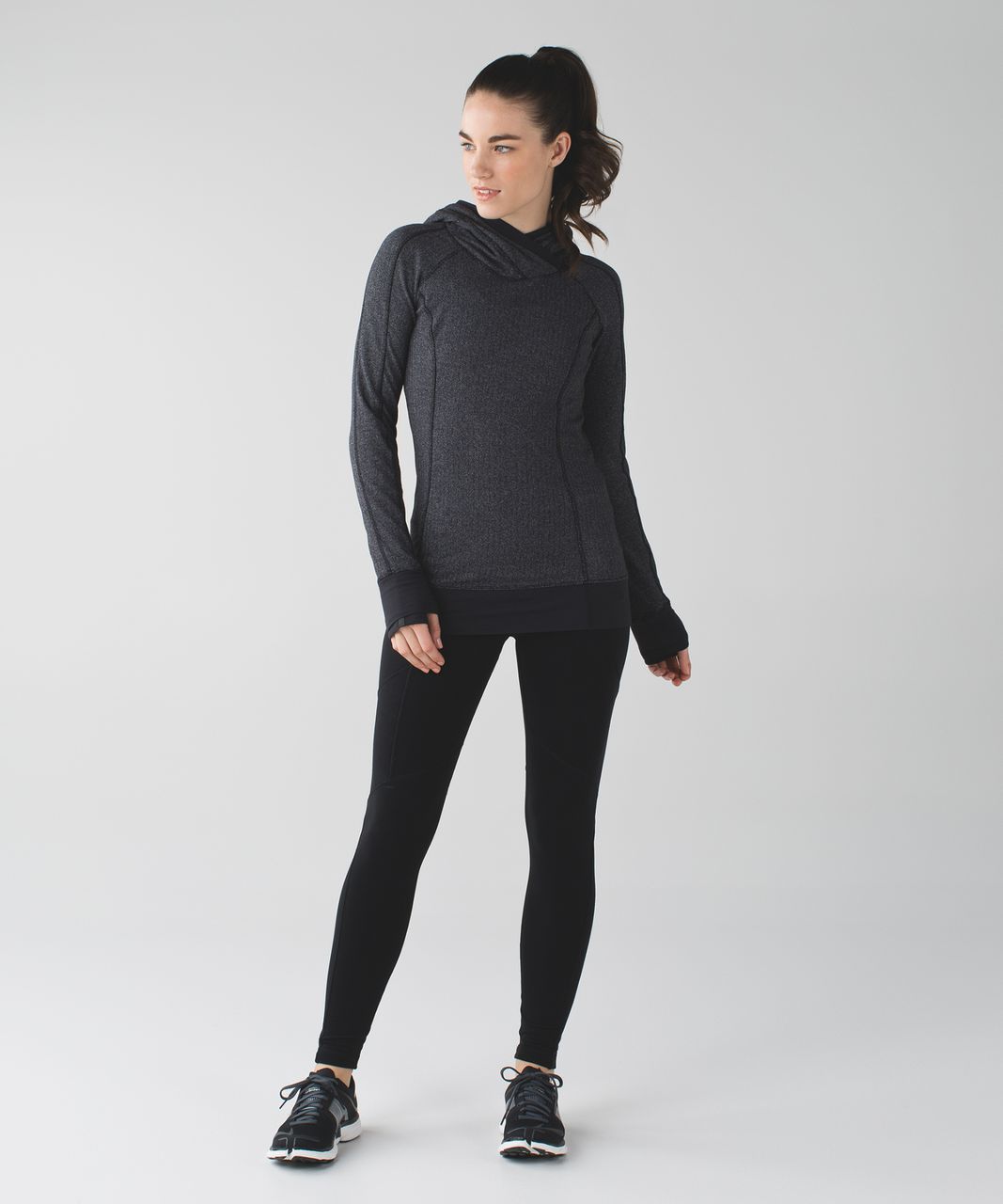 Lululemon Think Fast Hoodie - Heathered Herringbone Heathered Black Black / Black