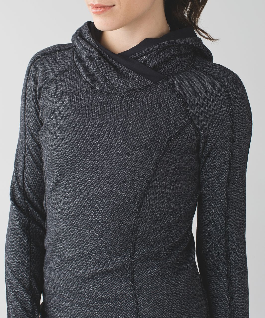 Lululemon Think Fast Hoodie - Heathered Herringbone Heathered Black Black / Black