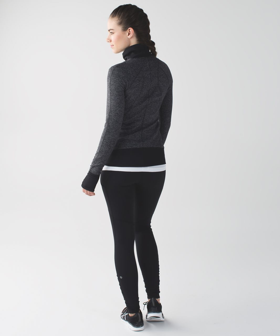 Lululemon Runderful 1/2 Zip - Mini Check Pique Black Heathered Black / Black