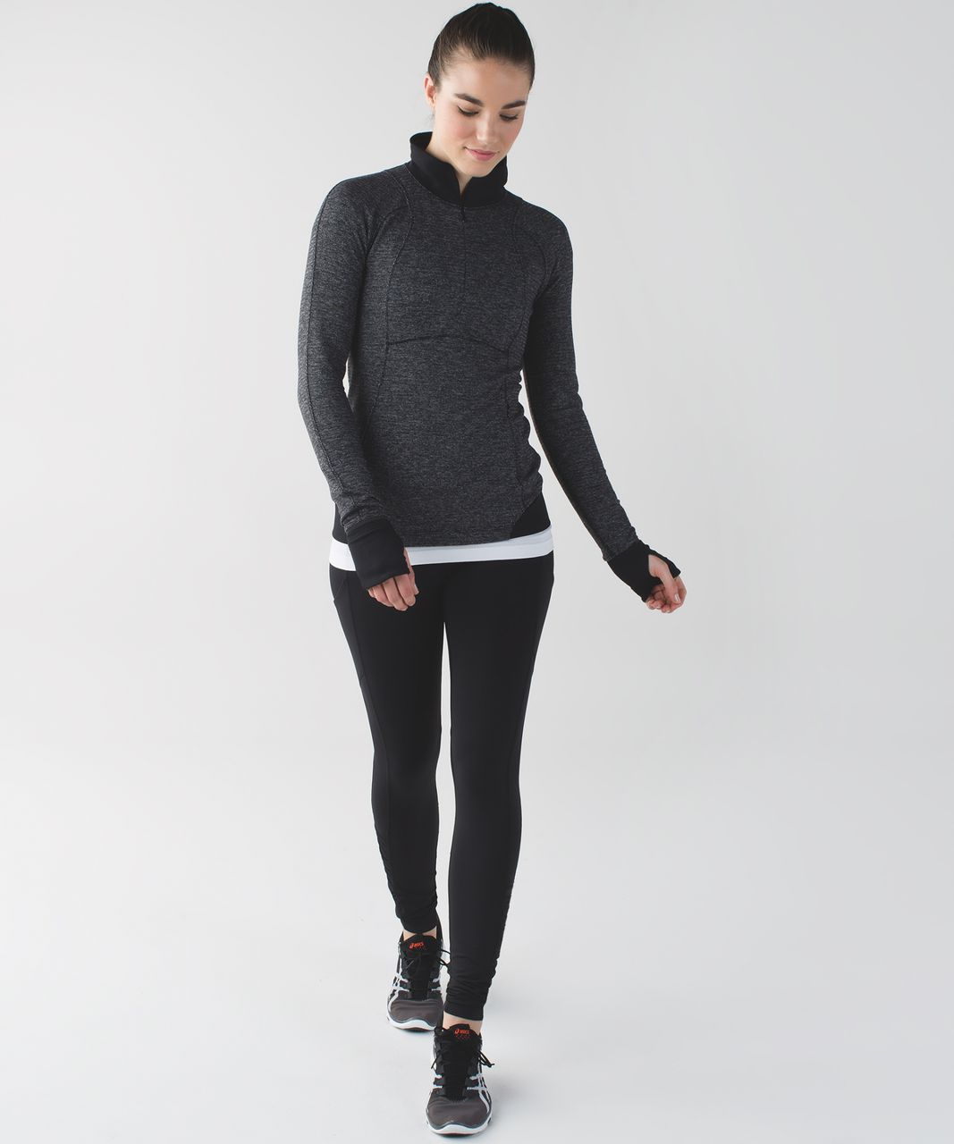 Lululemon Runderful 1/2 Zip - Mini Check Pique Black Heathered Black / Black