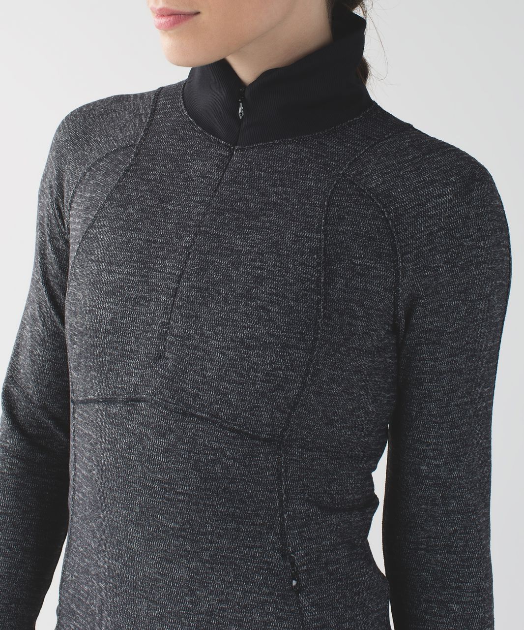 Lululemon Runderful 1/2 Zip - Mini Check Pique Black Heathered Black / Black