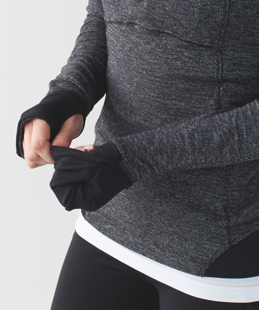 Lululemon Runderful 1/2 Zip - Mini Check Pique Black Heathered Black / Black