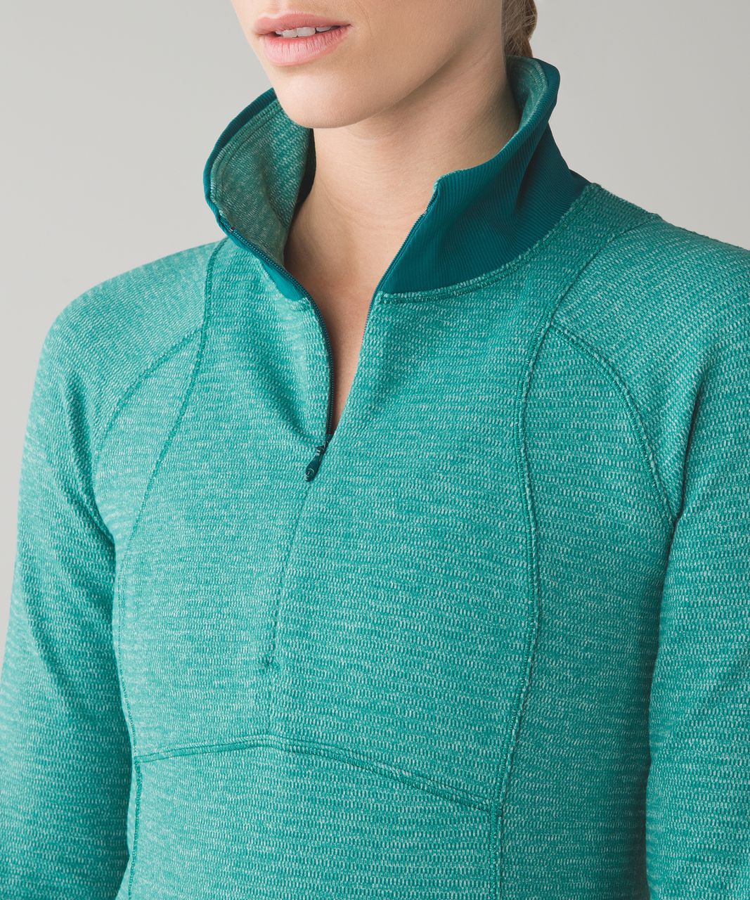 Lululemon Runderful 1/2 Zip - Mini Check Pique Hunter Green Heathered Hunter Green / Forage Teal